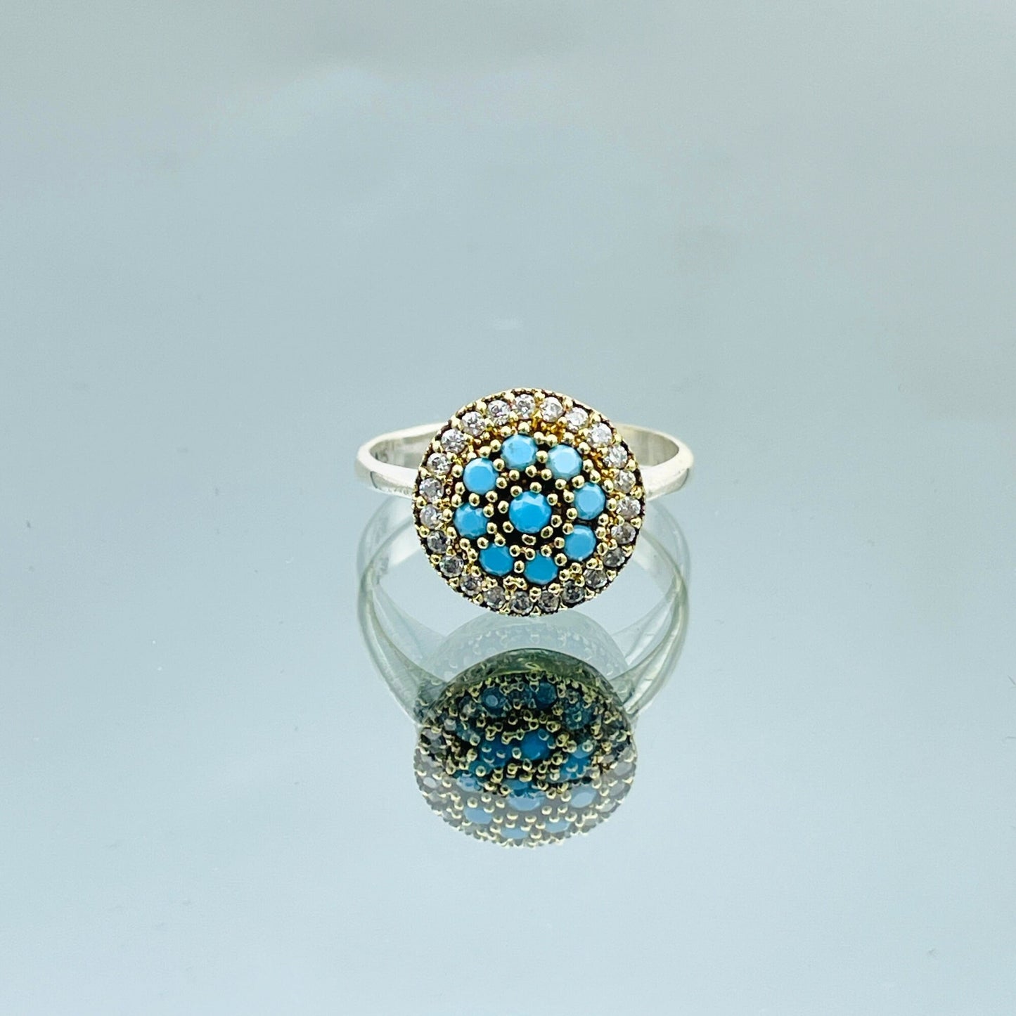 Women Turquoise Silver Ring, 925 Sterling Silve Ring, Authentic Style Ring, Minimal Ladies Ring, Turkish Handmade Jewelry, Gift For Her Ring