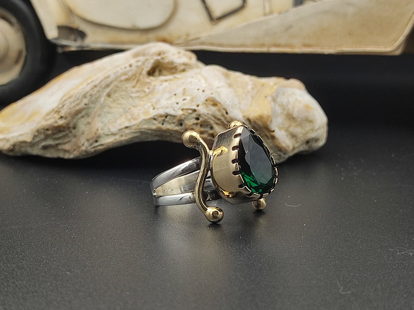 Emerald Stone Women 925 Sterling Silver , Handmade Ring, Ladies Ring, Gothic Ring, Vintage Ring, Women Ring, Green Ring, Gift.