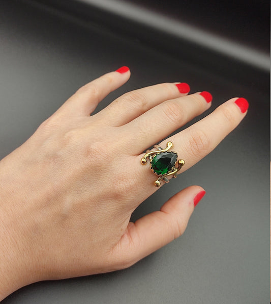 Emerald Stone Women 925 Sterling Silver , Handmade Ring, Ladies Ring, Gothic Ring, Vintage Ring, Women Ring, Green Ring, Gift.