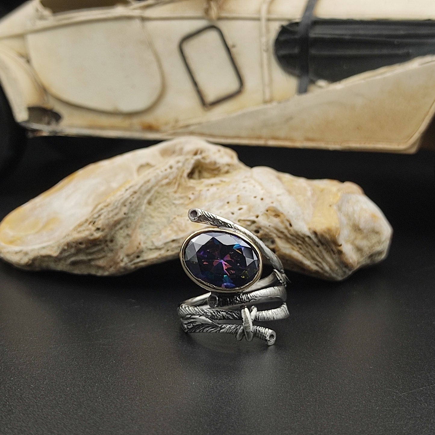 Womens Mystic Topaz Stone Silver Ring, Turkish Handmade Silver Ring, Ottoman Ring, Vintage Ring, 925k Solid Silver Ring, Gift for Her