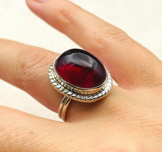 Women's Topaz Ruby Ring, Handmade Silver Ring, Ladies Ring, Authentic Ring, Ottoman Ring, Ladies Ring, 925k Sterling Silver, Gift For Her