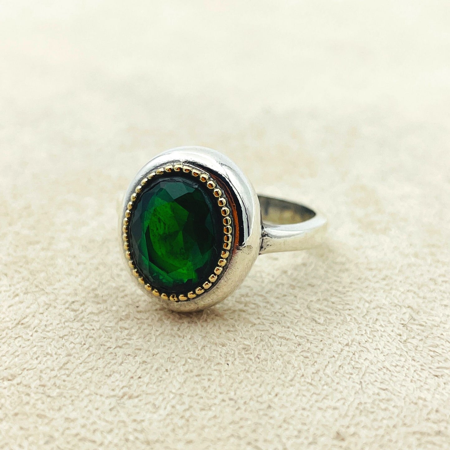 Green Emerald Ring Women, Handmade Silver Ring, 925 Sterling Silver, Authentic Silver Ring, Gift For Her, Gift Mom, Gift Wife, Gift Birthday