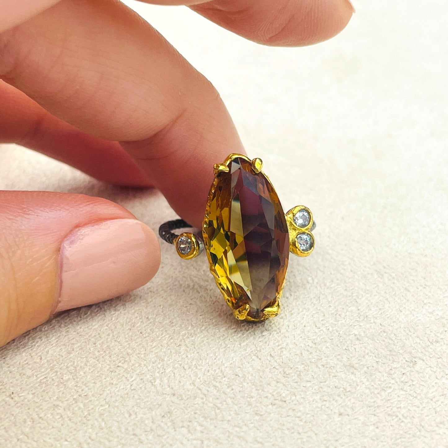 Women's Alexandrite Ring, Handmade Ladies Ring, Authentic Ring, Ottoman Ring, Yellow Ring, Lady Jewelry, 925k Sterling Silver, Gift For Her