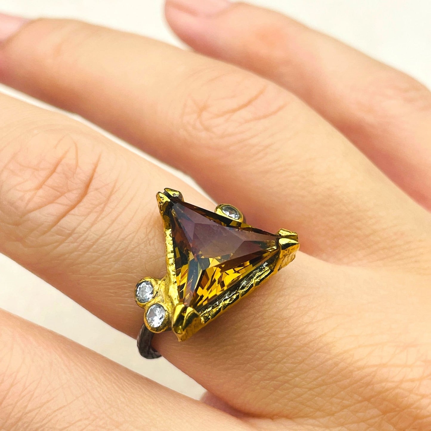 Women's Alexandrite Stone Ring, Handmade Ladies Ring, Authentic Ring, Ottoman Ring, Yellow Ring, Jewelry, 925k Sterling Silver, Gift For Her