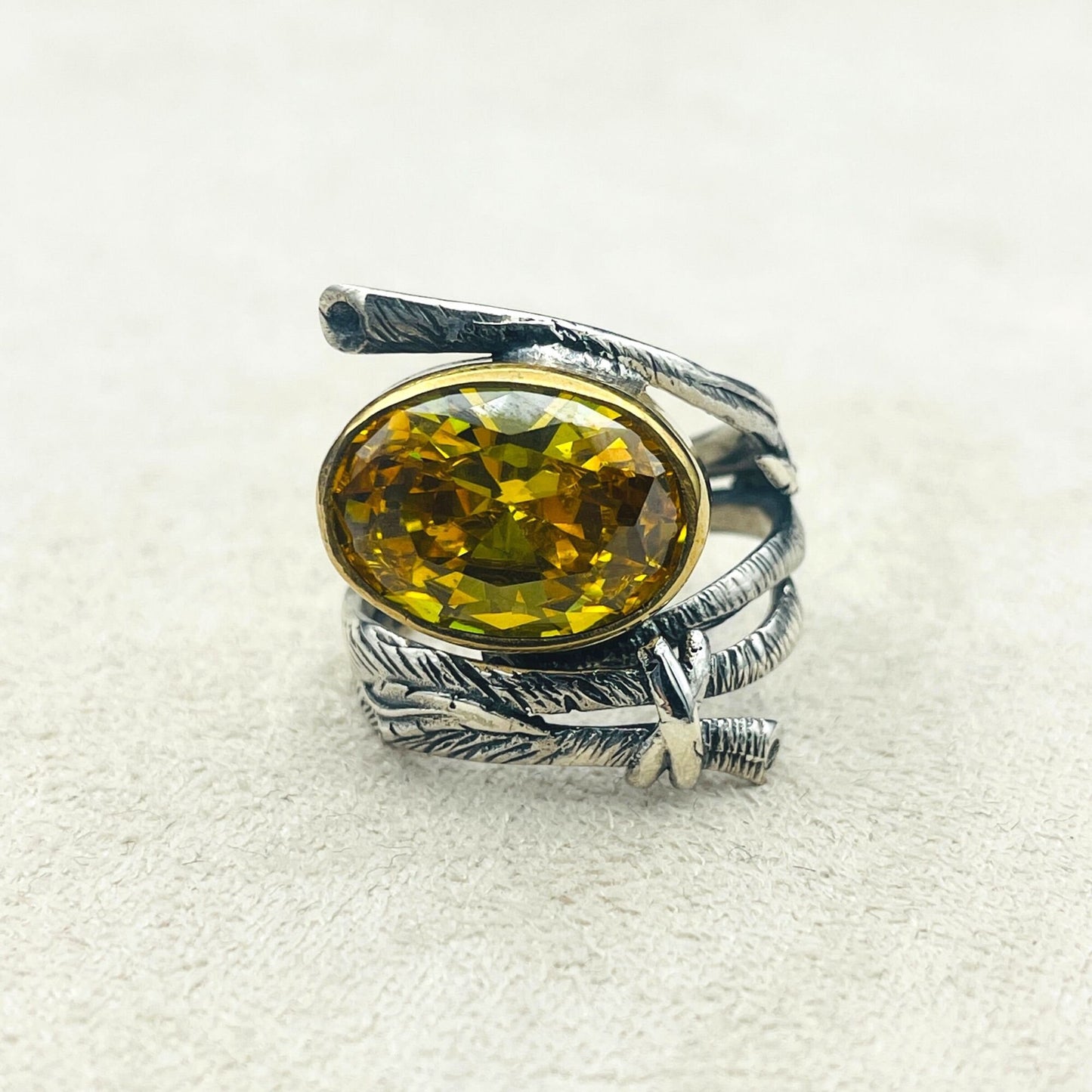 Yellow Citrine Ring Women, Ajustable Citrine Stone Silver Ring Ladies, Handmade Ring, 925 Sterling Silver,Authentic Silver Ring,Gift For Her