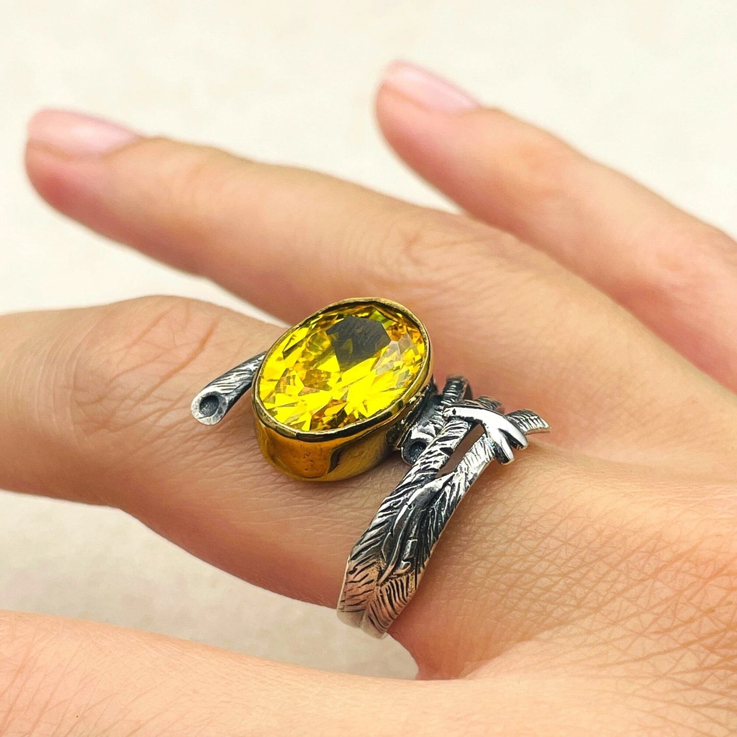 Yellow Citrine Ring Women, Ajustable Citrine Stone Silver Ring Ladies, Handmade Ring, 925 Sterling Silver,Authentic Silver Ring,Gift For Her