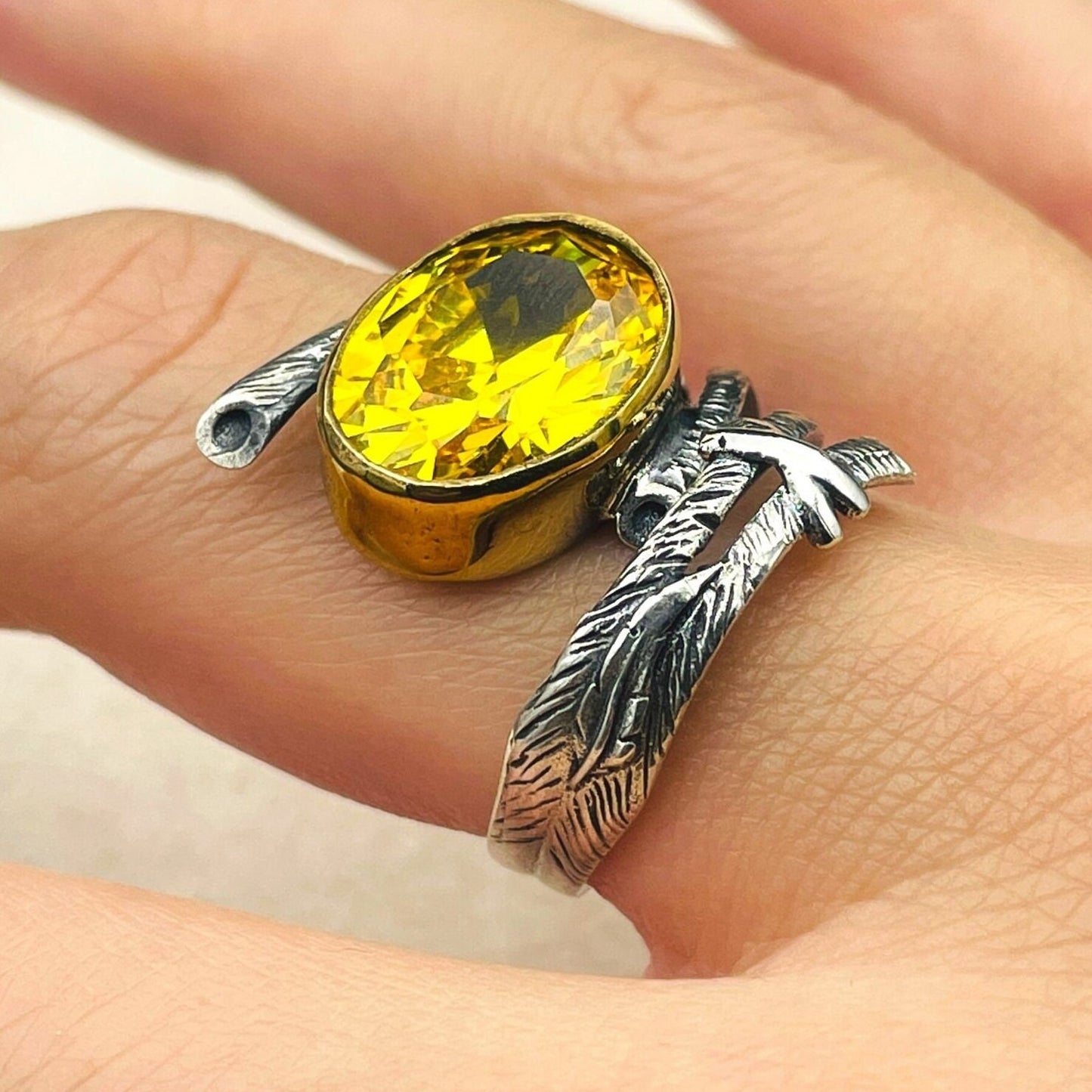 Yellow Citrine Ring Women, Ajustable Citrine Stone Silver Ring Ladies, Handmade Ring, 925 Sterling Silver,Authentic Silver Ring,Gift For Her