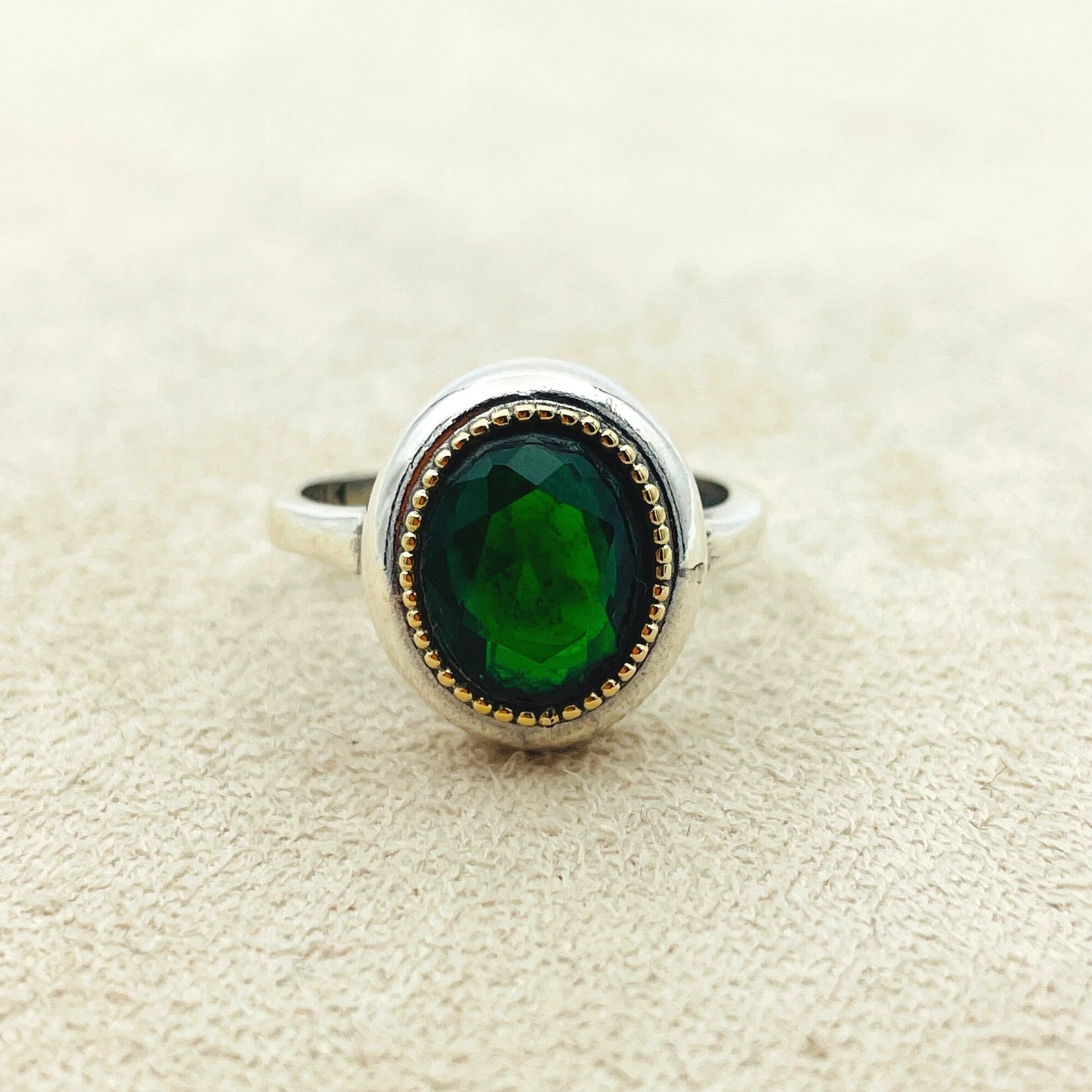 Green Emerald Ring Women, Handmade Silver Ring, 925 Sterling Silver, Authentic Silver Ring, Gift For Her, Gift Mom, Gift Wife, Gift Birthday