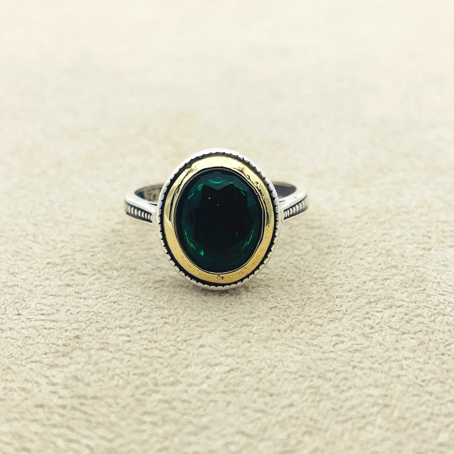 Women's Green Emerald Stone Ring, Handmade Silver Ring, Ladies Ring, Authentic Ring, Ladies Ring, Jewelry,925k Sterling Silver, Gift For Her