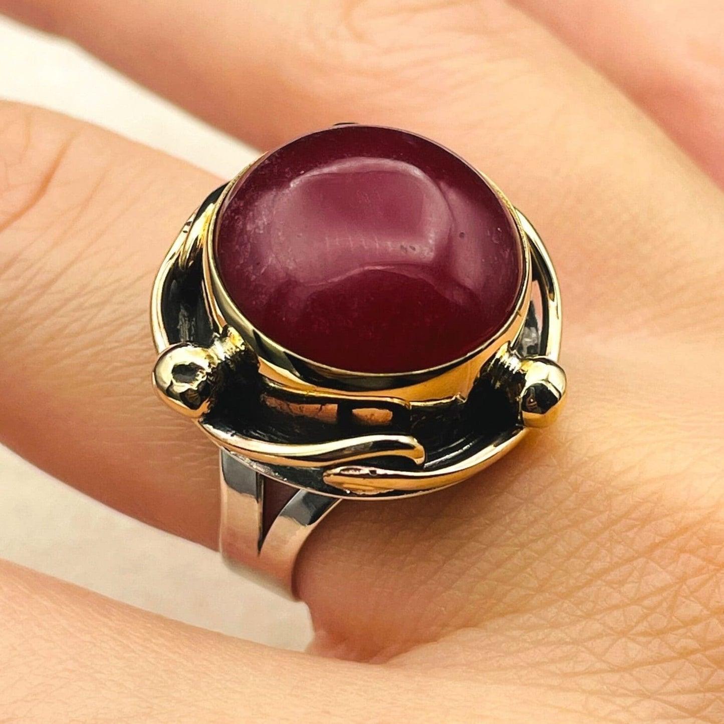 Agate Stone Ring Women, Burgundy Stone Ring Ladies, Vintage Handmade Silver Ring, 925 Sterling Silver, Authentic Silver Ring, Gift For Her