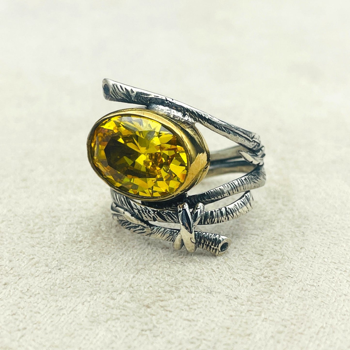 Yellow Citrine Ring Women, Ajustable Citrine Stone Silver Ring Ladies, Handmade Ring, 925 Sterling Silver,Authentic Silver Ring,Gift For Her