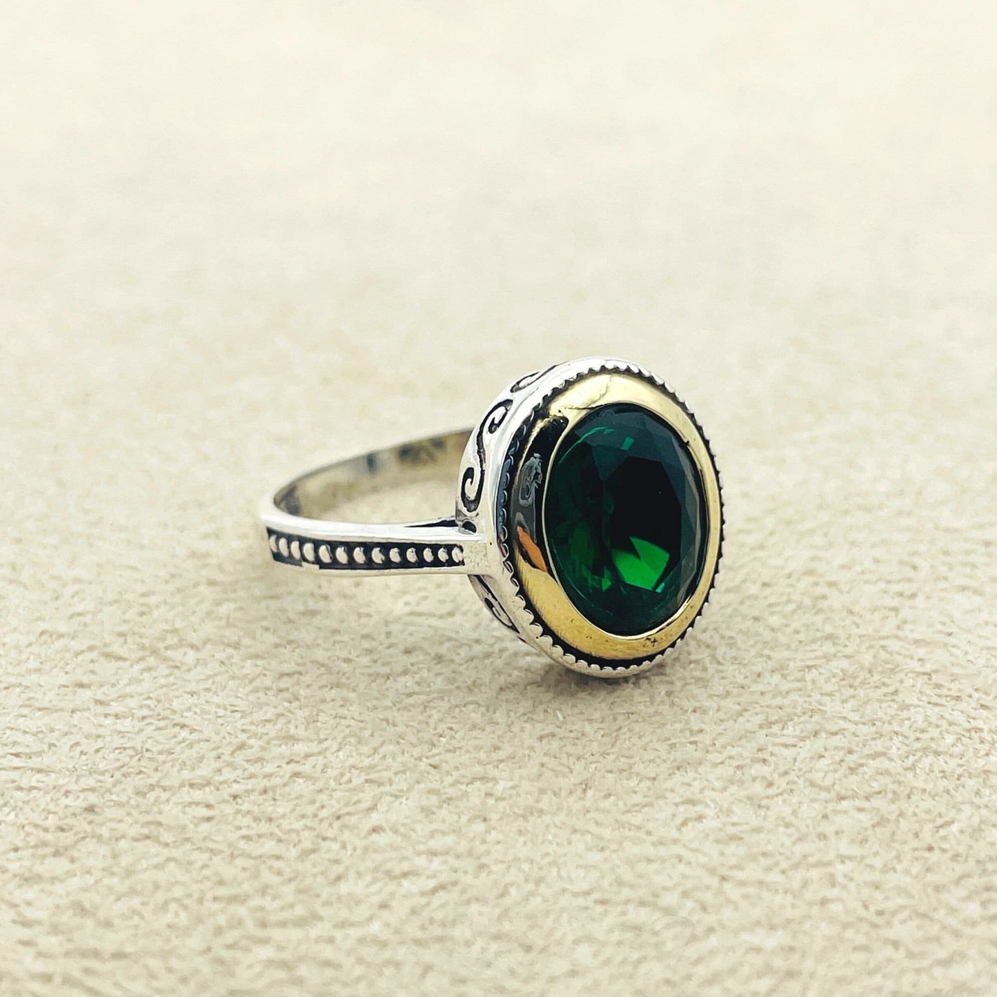 Women's Green Emerald Stone Ring, Handmade Silver Ring, Ladies Ring, Authentic Ring, Ladies Ring, Jewelry,925k Sterling Silver, Gift For Her