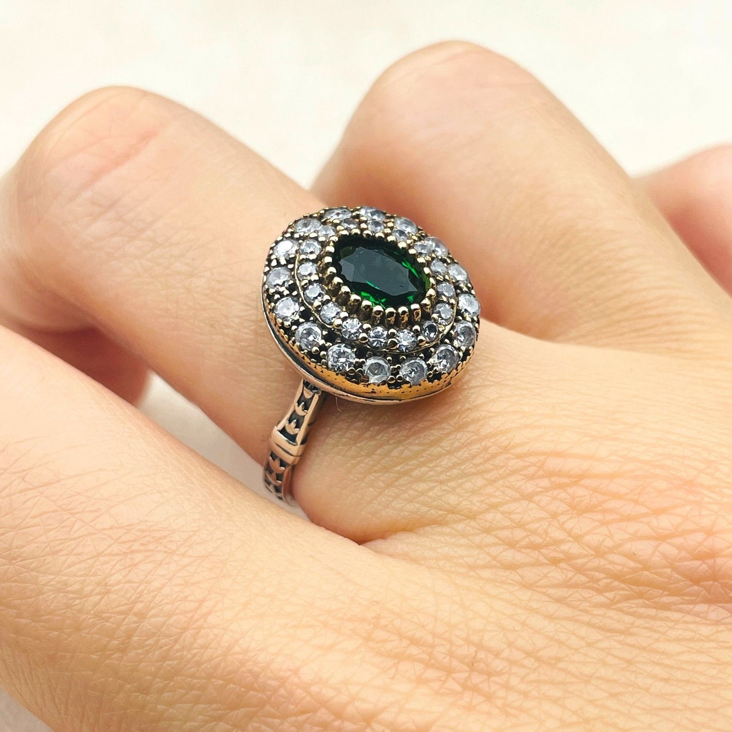 Green Emerald Stone Ring Womens, Handmade Silver Ring, Ladies Silver Ring, Authentic Women Ring, 925 Sterling Silver,Gift Ring For Women