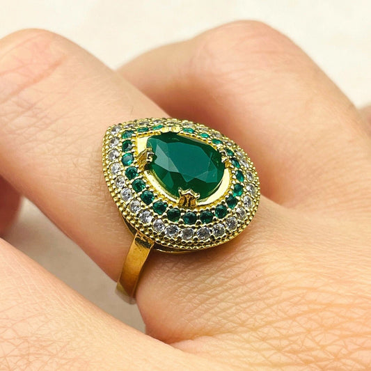 Green Emerald Stone Womens Ring, Turkish Handmade Hurrem Design Ring, Authentic Ring, 925 Sterling Silver, Ottoman Sytle Ring Ladies