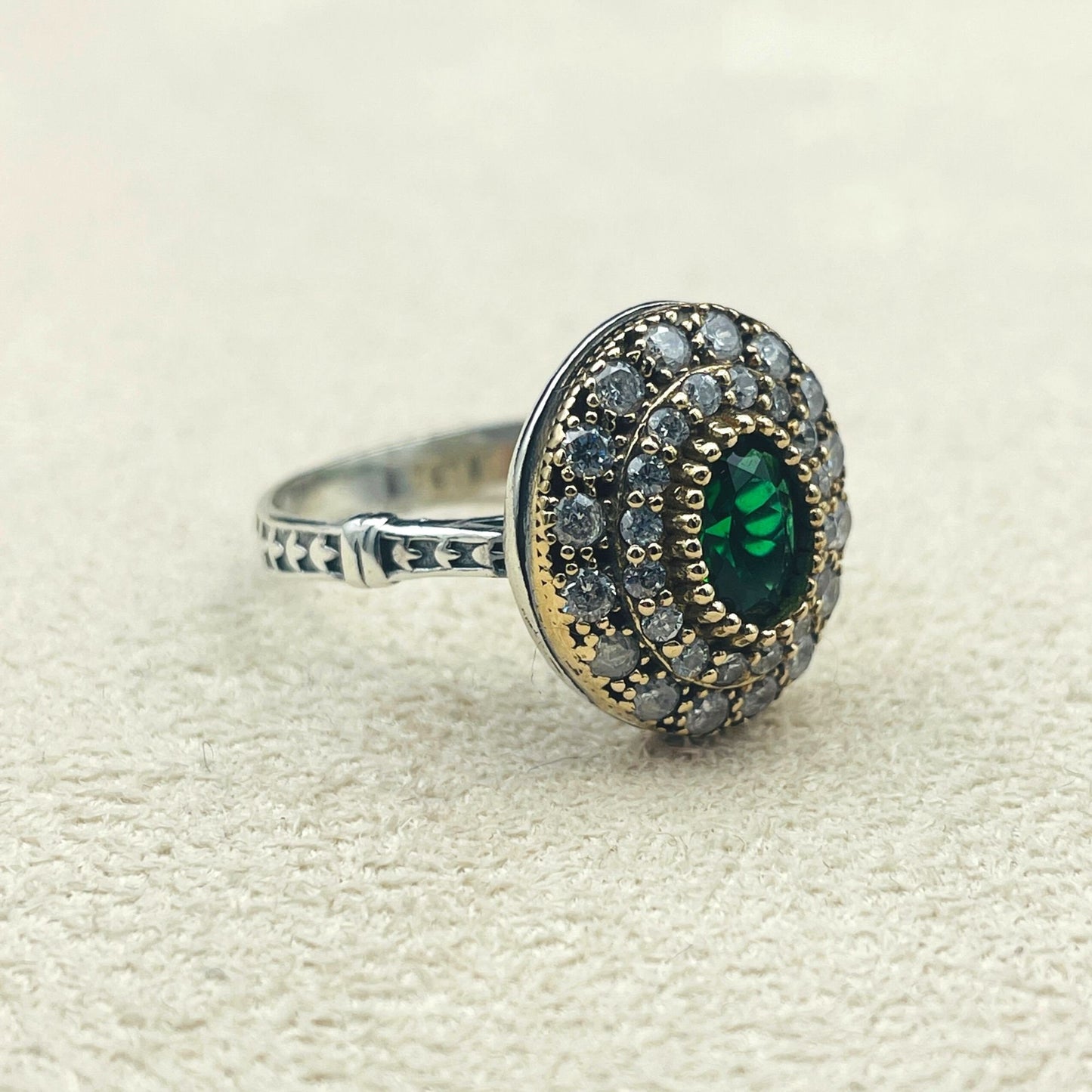 Green Emerald Stone Ring Womens, Handmade Silver Ring, Ladies Silver Ring, Authentic Women Ring, 925 Sterling Silver,Gift Ring For Women