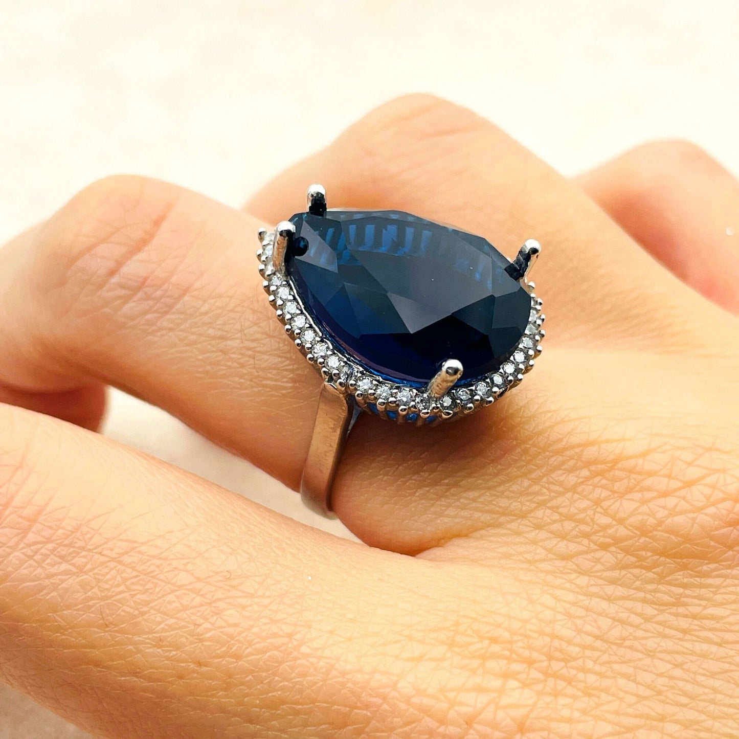 Women's Blue Sapphire Stone Ring, Turkish Handmade Ladies Ring, Authentic Ring, Sapphire Ladies Jewelry, 925k Sterling Silver, Gift For Her