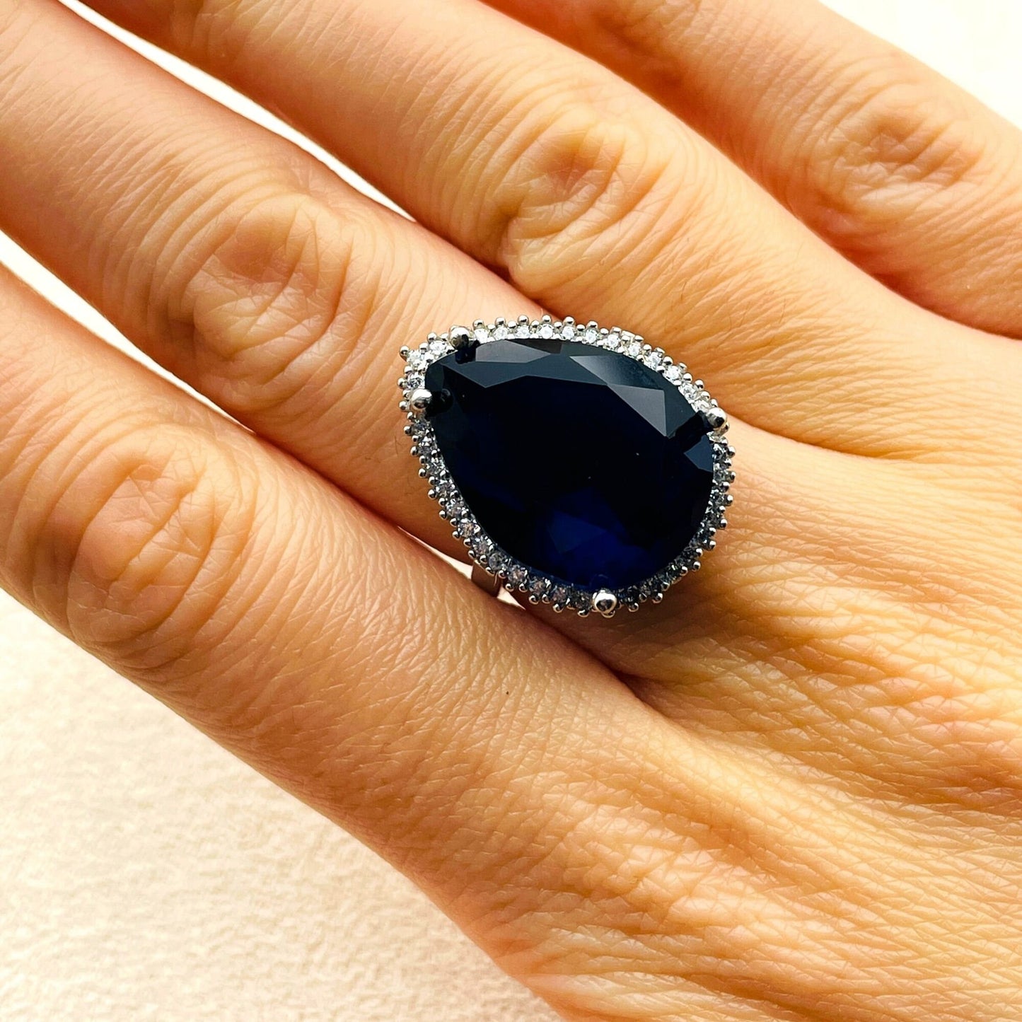 Women's Blue Sapphire Stone Ring, Turkish Handmade Ladies Ring, Authentic Ring, Sapphire Ladies Jewelry, 925k Sterling Silver, Gift For Her