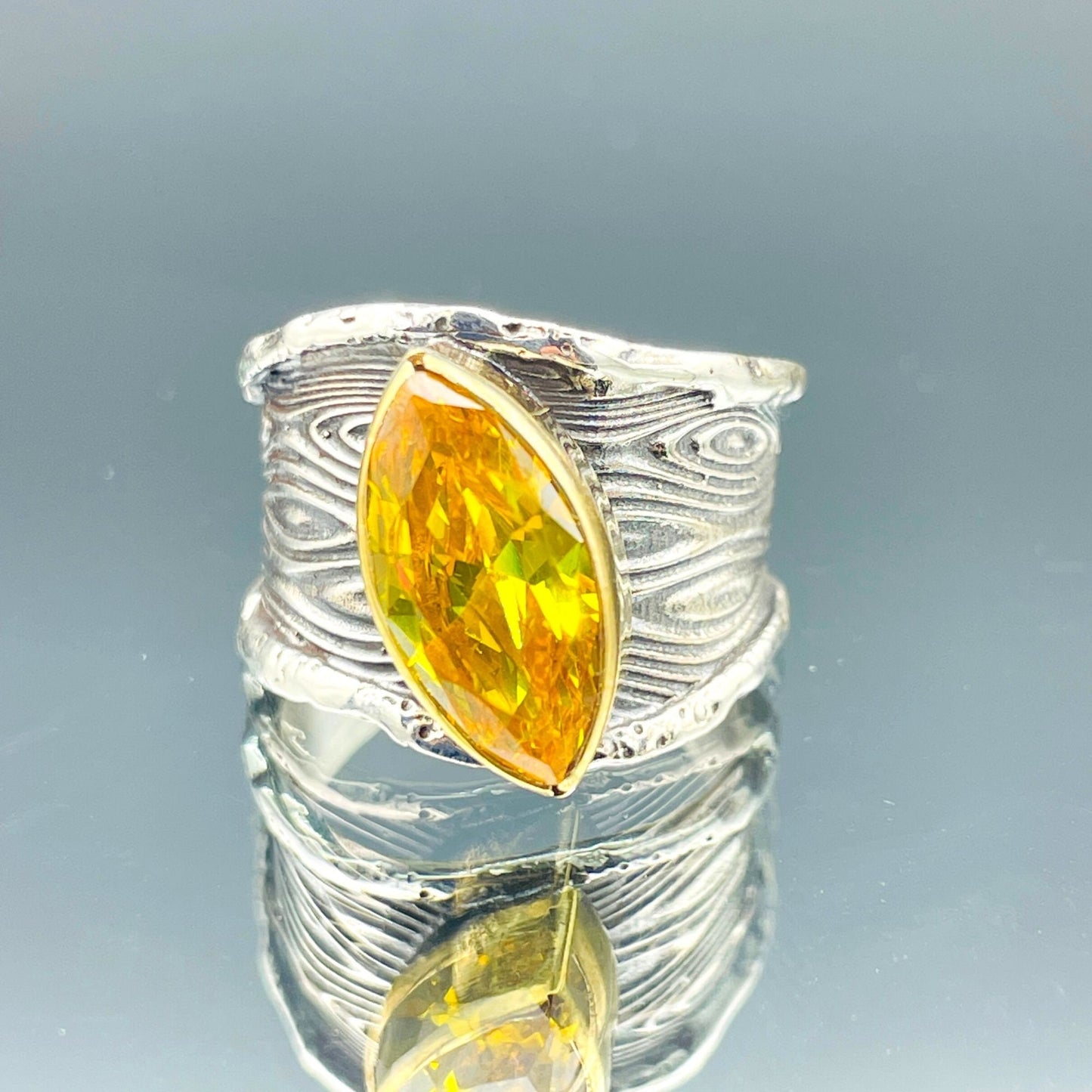 Yellow Citrine Stone Silver Ring Womens, Handmade Silver Ring Ladies, Authentic Boho Adjustable Ring, Womens Silver Jewelry, Gift For Her