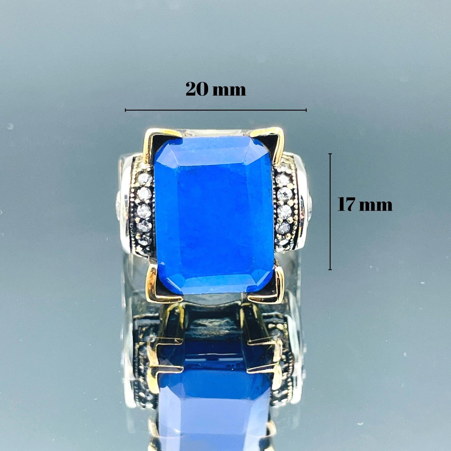 Women's Square Blue Tourmaline Stone Silver Ring, Handmade Ladies Ring, Authentic Ring, Ottoman Ring, Womens Jewelry, 925k Sterling Silver