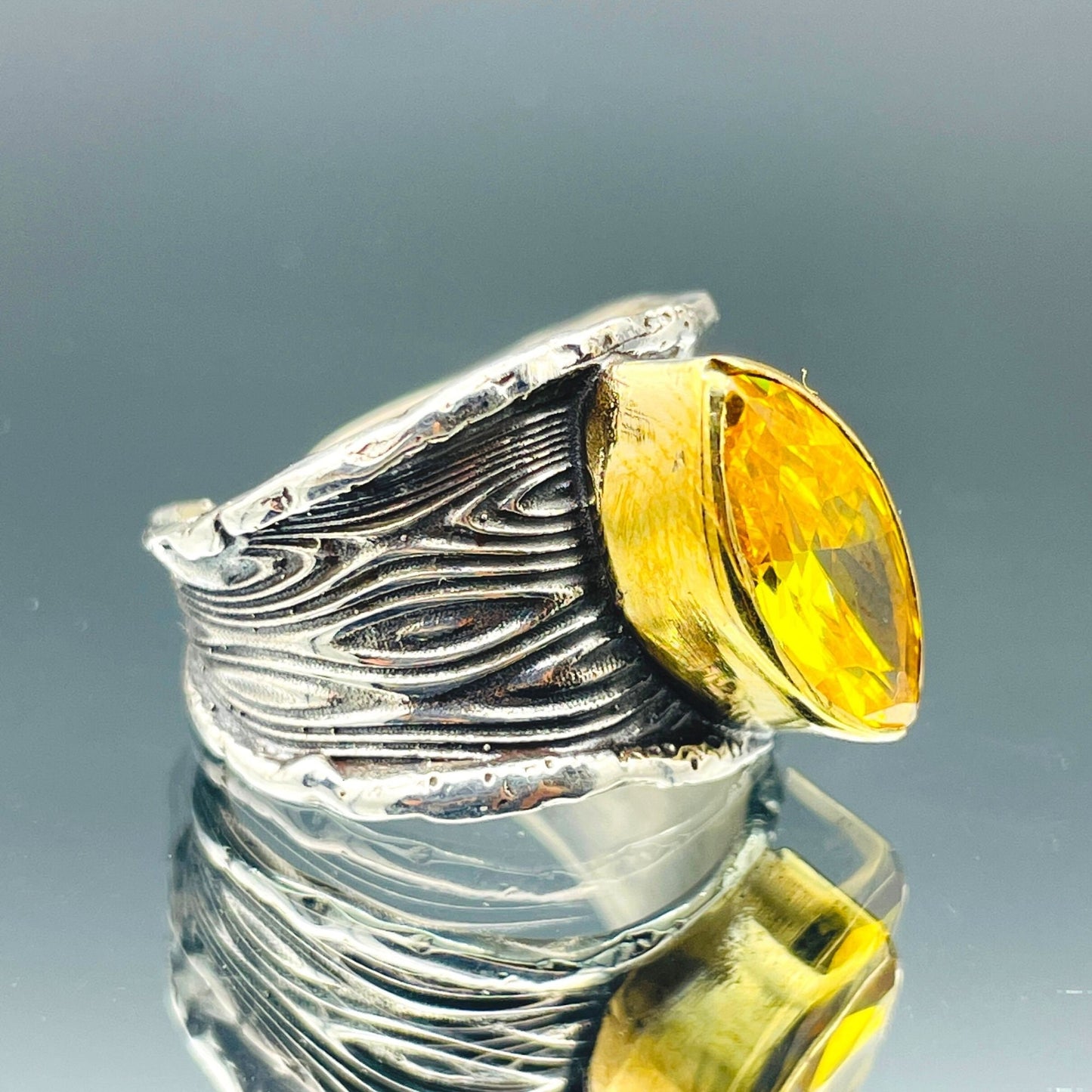 Yellow Citrine Stone Silver Ring Womens, Handmade Silver Ring Ladies, Authentic Boho Adjustable Ring, Womens Silver Jewelry, Gift For Her