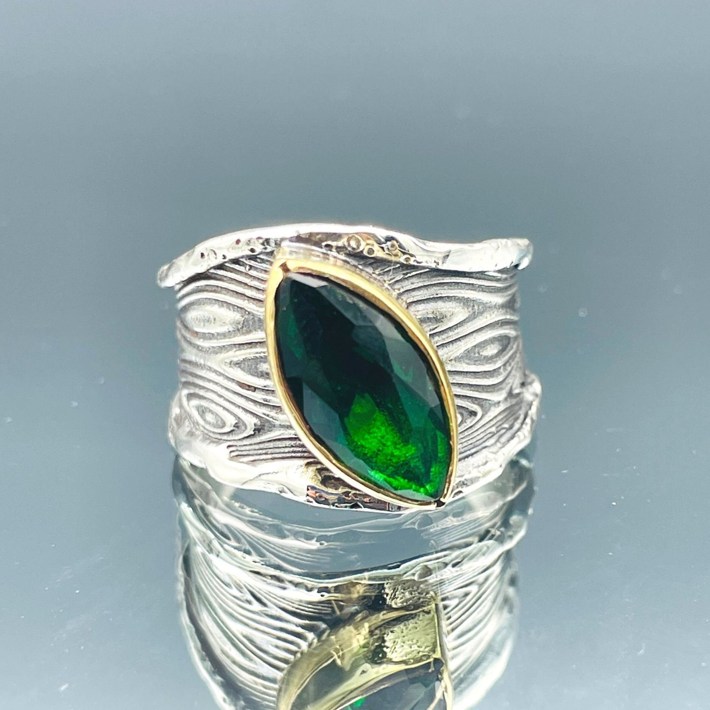 Green Emerald Stone Silver Ring Womens, Handmade Silver Ring Ladies, Authentic Boho Adjustable Ring, Womens Silver Jewelry, Gift For Her