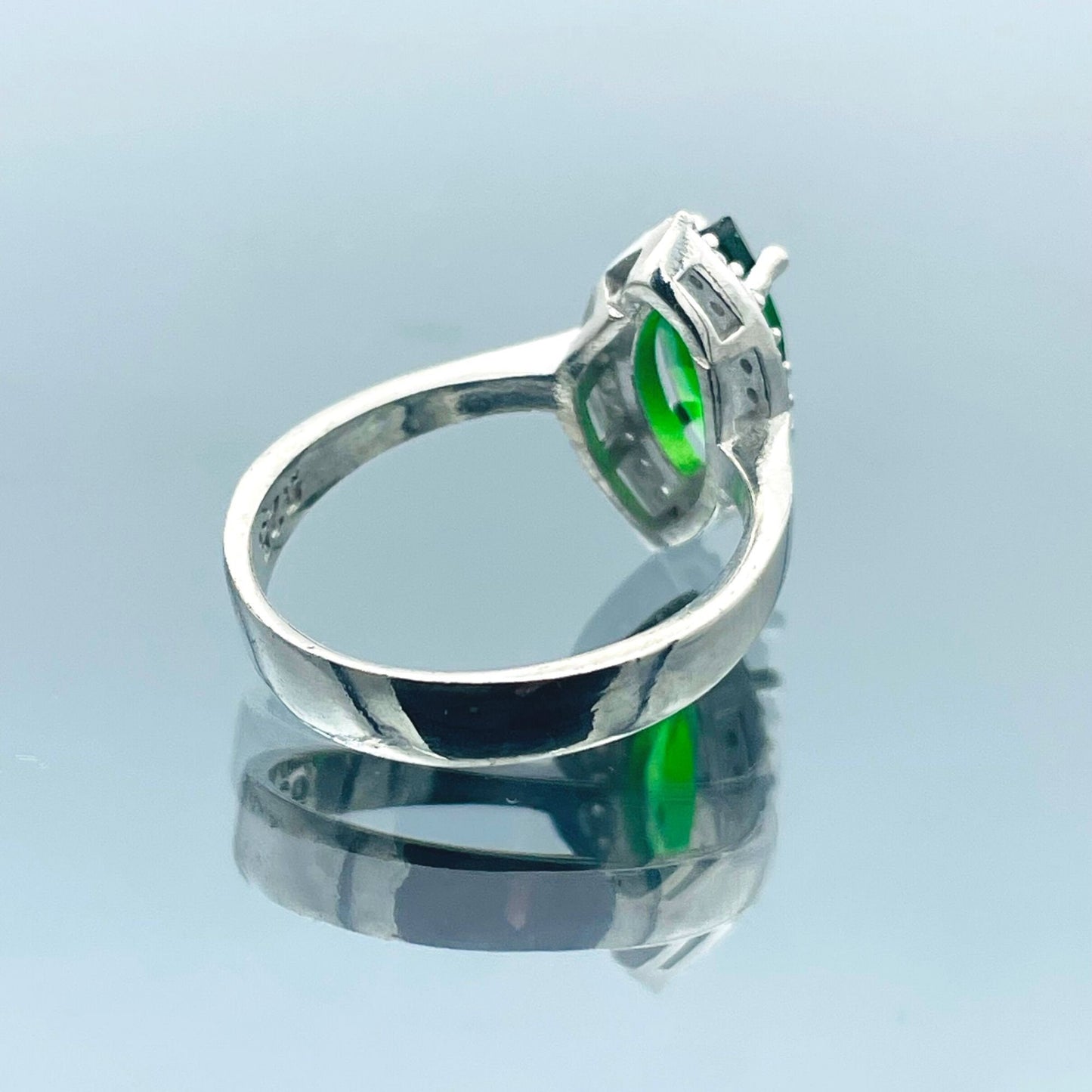 Women's Handmade Silver Ring with Marquise Green Emerald Stone - Women's Jewelry - Unique Wedding or Engagement Ring - Ladies Silver Ring