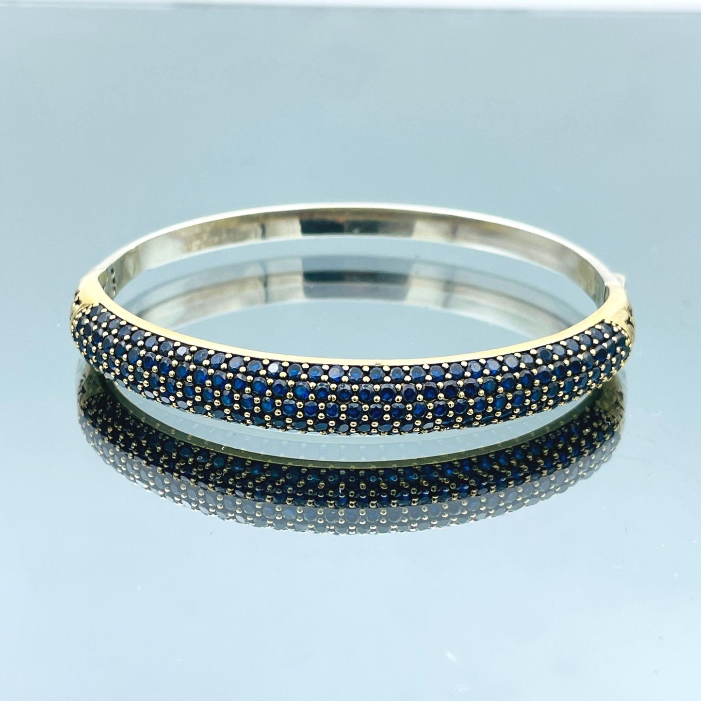 Women's Silver Bracelet, Blue Sapphire Stone Bracelet, Ottoman Style Turkish Handmade Bracelet, Handcuff Bracelet, Bangle Cuff, Ladies Gift