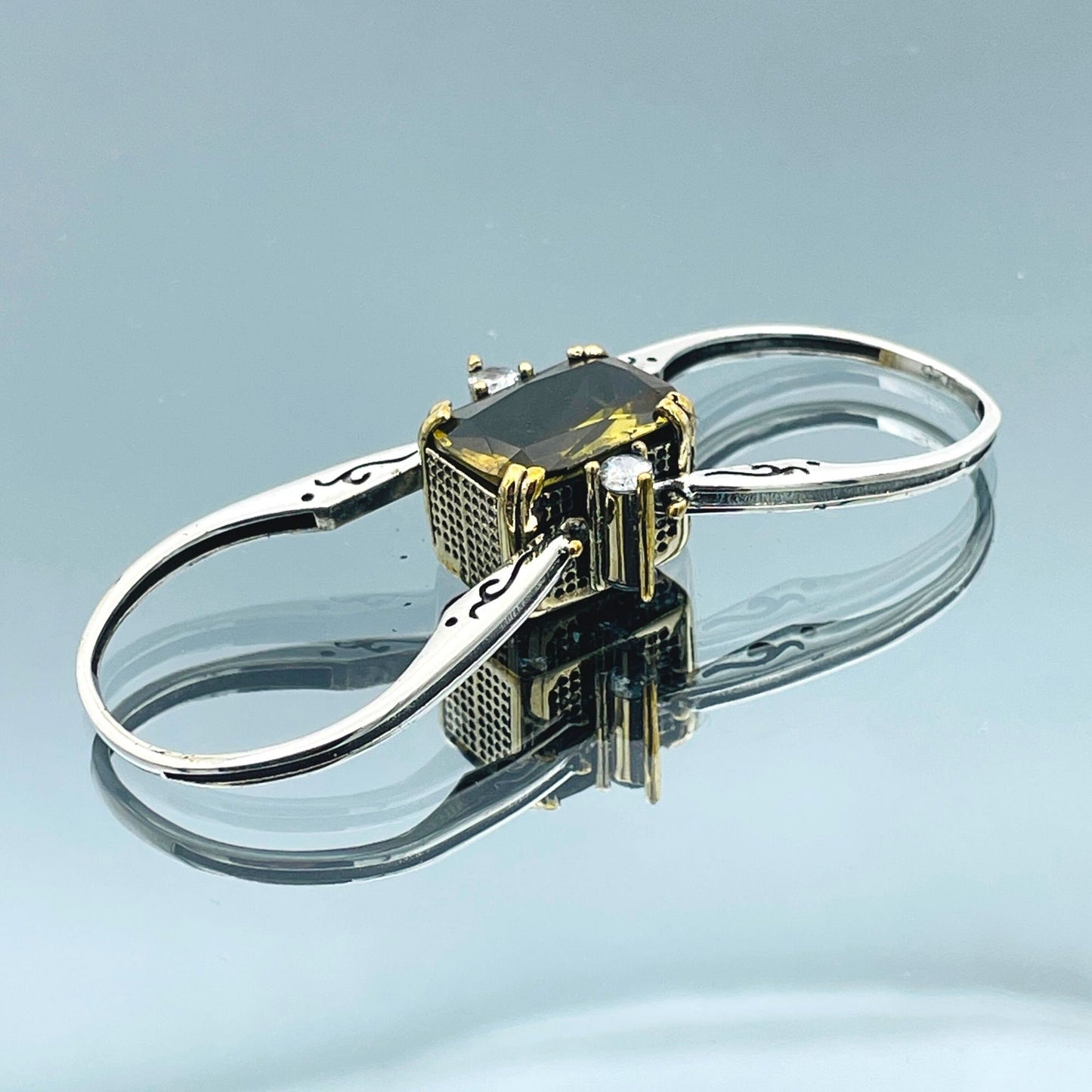 Square Model Two in a One Stone Ring Women, Natural Alexandrite - Zircon Stone Reversible Ring, Extraordinary Ring, Authentic Ring,Gift Ring