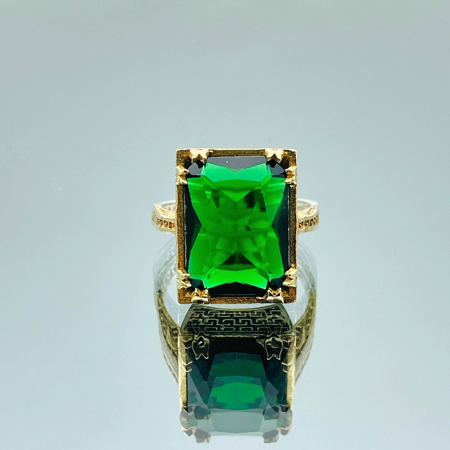 Women Emerald Stone Ring, 925 Sterling Silver, Turkish Handmade Jewelry, Gift For Her, Gift For Anniversay Jewelry, Unique Fashion Design