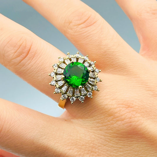 Women Emerald Ring, 925 Sterling Silver, Authentic Ottoman Design Ring, Handmade Gift, Gift For Her, Birthday Gift Wife, Mother Day Gift