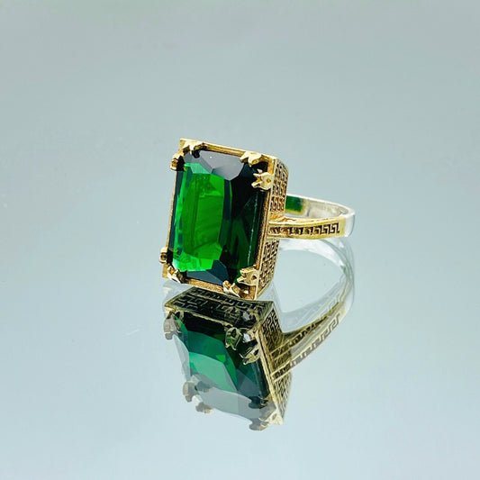 Women Emerald Stone Ring, 925 Sterling Silver, Turkish Handmade Jewelry, Gift For Her, Gift For Anniversay Jewelry, Unique Fashion Design