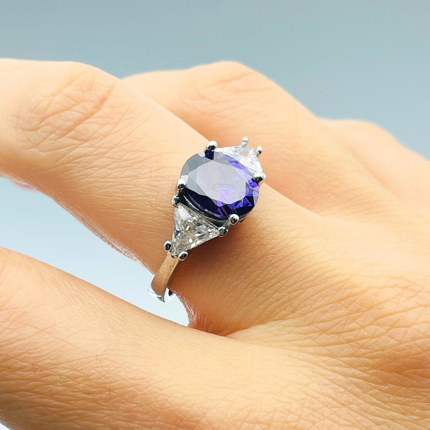 Women Amethyst Ring, Minimalist Unique Ring, 925 Sterling Silver, Gift Her, Gift For Wife, Gift For Birthday Her, Anniversay Gift Women